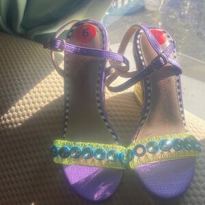 Vibrant Purple Kids Sandals with Beaded Design